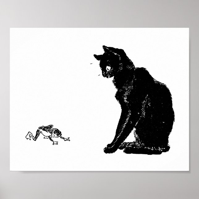 Black Cat and Frog, Alexandre Steinlen Poster (Vorne)