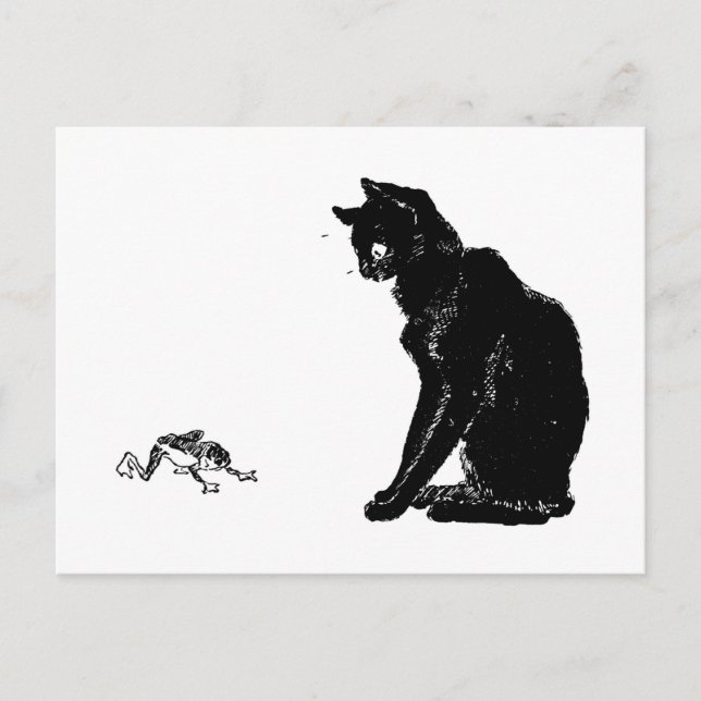 Black Cat and Frog, Alexandre Steinlen Postkarte (Vorderseite)