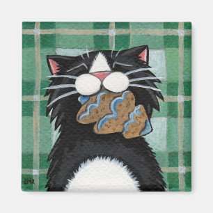 Black Cat and Gingerbread Weihnachtsbaum Magnet