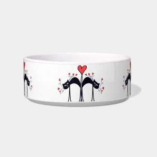Black Cat and Hearts Keramik Pet Bowl Napf