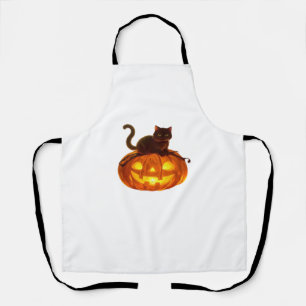 Black Cat and Pumpkin - Spooky Halloween Magic Cla Schürze
