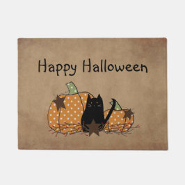 Black Cat and Pumpkins Door Mat Fußmatte
