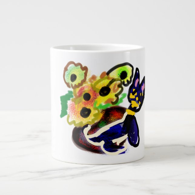 Black Cat and Sunflowers  Jumbo-Tasse (Vorderseite)