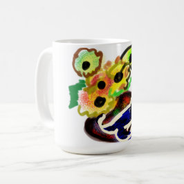 Black Cat and Sunflowers Kaffeetasse
