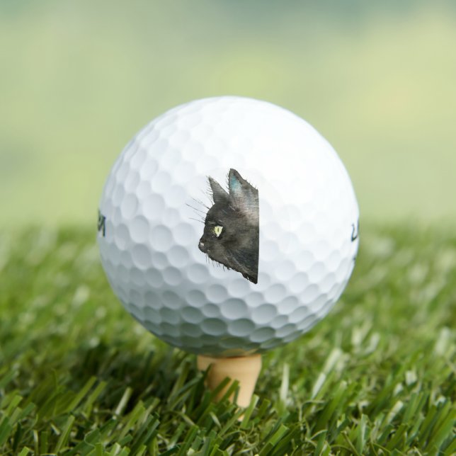 Black Cat Animal Lover Kitty Kitten Pet Golfball (Insitu T-Shirt)