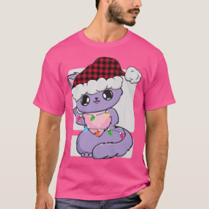 Black Cat Anime Kawaii Niedlicher Chibi Weihnachte T-Shirt