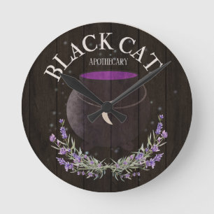 Black Cat Apotheke Runde Wanduhr
