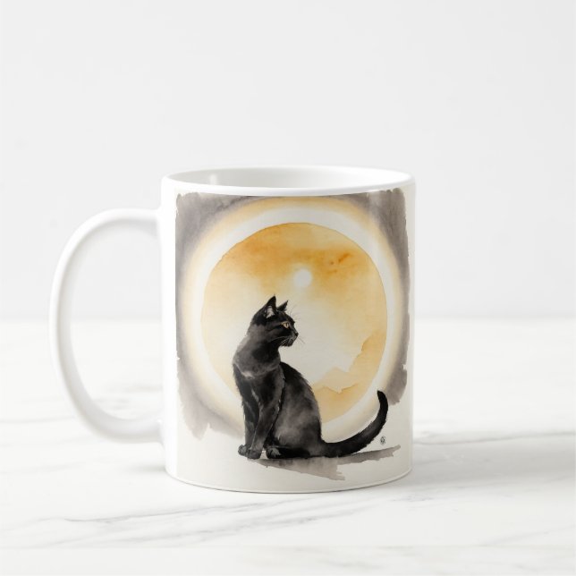 Black Cat Aquarell Kaffeetasse (Links)