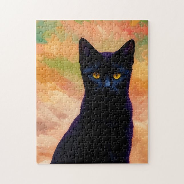 Black Cat Art Kitty Puzzle (Vertikal)