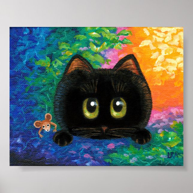 Black Cat Art Mouse Creationarts Poster (Vorne)