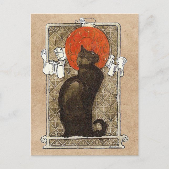 Black Cat - Art Nouveau - Theophile Steinlen Postc Postkarte (Vorderseite)