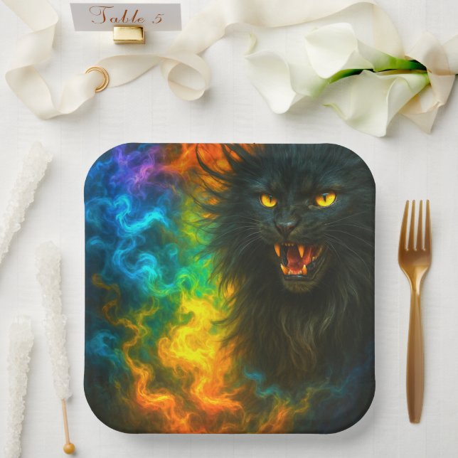 Black Cat Art Pappteller (Hochzeit)