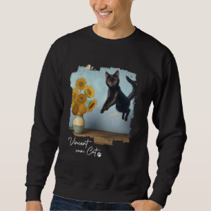Black Cat Art Sonnenblumen, Vincent van Cat, Funny Sweatshirt