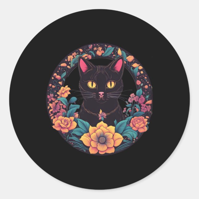 Black Cat Art Sticker (Vorderseite)