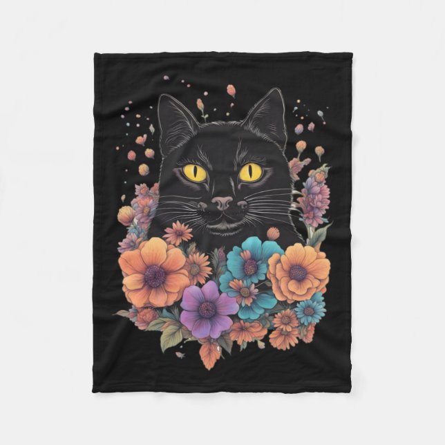 Black Cat Art Sticker1 Fleecedecke (Vorderseite)