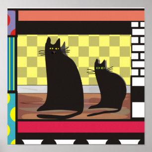 Black Cat Art, "Two Friends" Plakatdruck Poster
