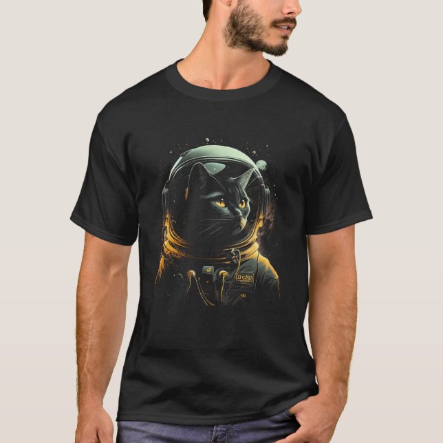 Black Cat Astronaut Graphic Tees Men Women Boys Gi (Vorderseite)