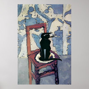 Black Cat auf dem Stuhl Poster