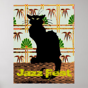 Black Cat auf japanischem Wall Paper, Jazz Fest Poster