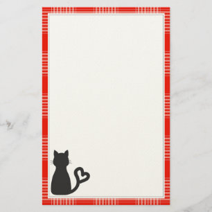 Black Cat auf Red Kariert Briefpapier