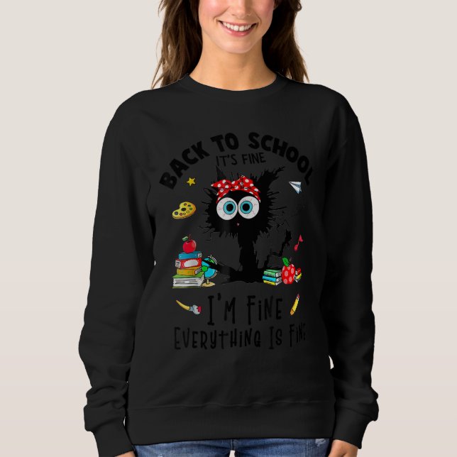 Black Cat Back to School Kids Teacher Student Life Sweatshirt (Vorderseite)