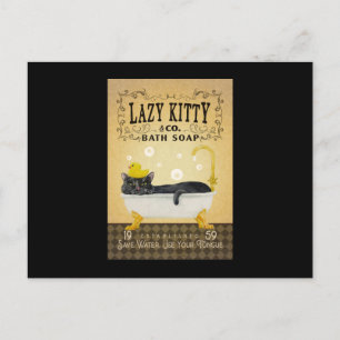 Black Cat Badeseife Lazy Kitty Cat Funny Black Cat Postkarte