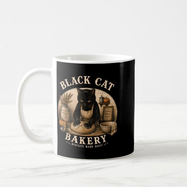 Black Cat Bakery Biscuits Täglich Gebacken Cat Kaffeetasse (Links)