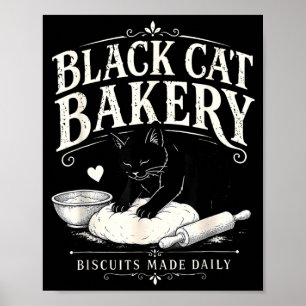 Black Cat Bakery Kekse täglich hergestellt Katzenl Poster