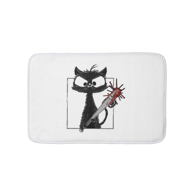 Black Cat Baseball Horror Halloween Badematte (Vorderseite)
