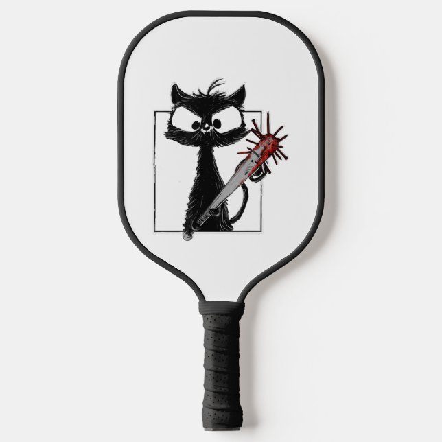 Black Cat Baseball Horror Halloween Pickleball Schläger (Vorderseite)