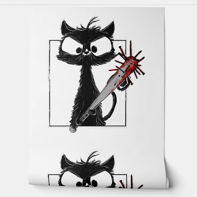 Black Cat Baseball Horror Halloween Tapete (Abrollen)