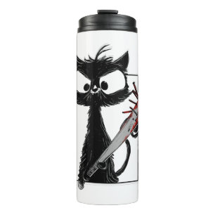 Black Cat Baseball Horror Halloween Thermosbecher
