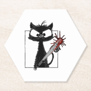 Black Cat Baseball Horror Halloween Untersetzer