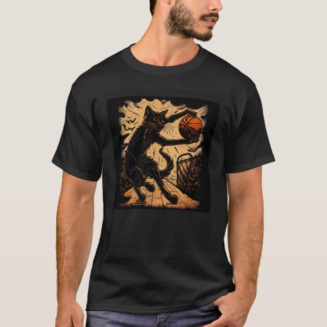 Black Cat Basketball Christian T-Shirt (Vorderseite)