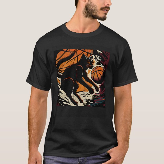 Black Cat Basketball Christian T-Shirt (Vorderseite)