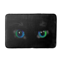 Black Cat Bath Mat Blue Green Eyes Badematte