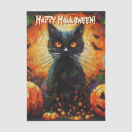 Black Cat Bats Pumpkins Personalisierte Decoupage Seidenpapier