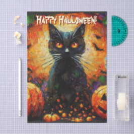 Black Cat Bats Pumpkins Personalisierte Decoupage Seidenpapier