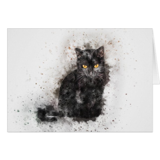 Black Cat Beauty | ABSTRAKT | Wasserfarbe (Vorderseite (Horizontal))