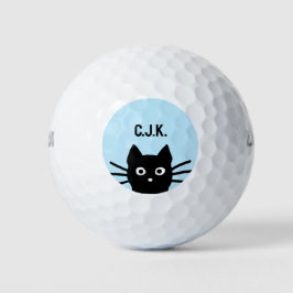 Black Cat Benutzerdefinierter Name Funny Peeking C Golfball