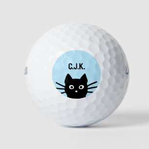 Black Cat Benutzerdefinierter Name Funny Peeking C Golfball