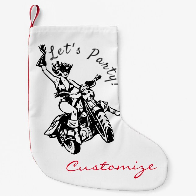 Black Cat Biker Babe Thunder_Cove Kleiner Weihnachtsstrumpf (Vorderseite)