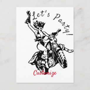 Black Cat Biker Babe Thunder_Cove Postkarte