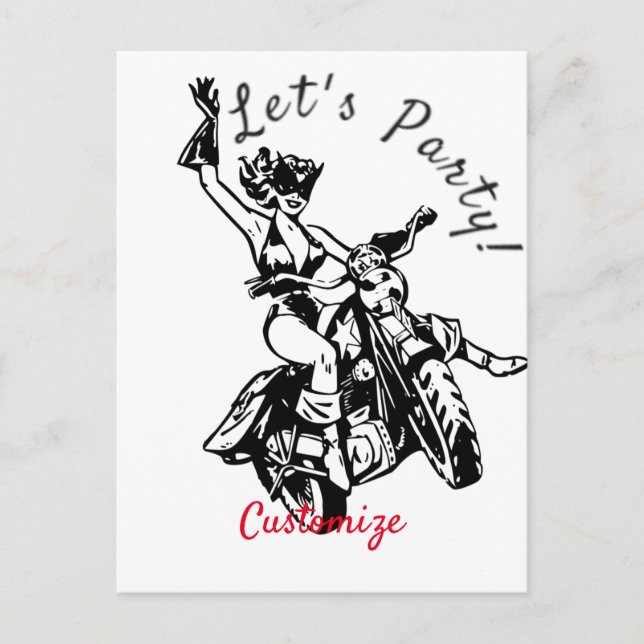 Black Cat Biker Babe Thunder_Cove Postkarte (Vorderseite)