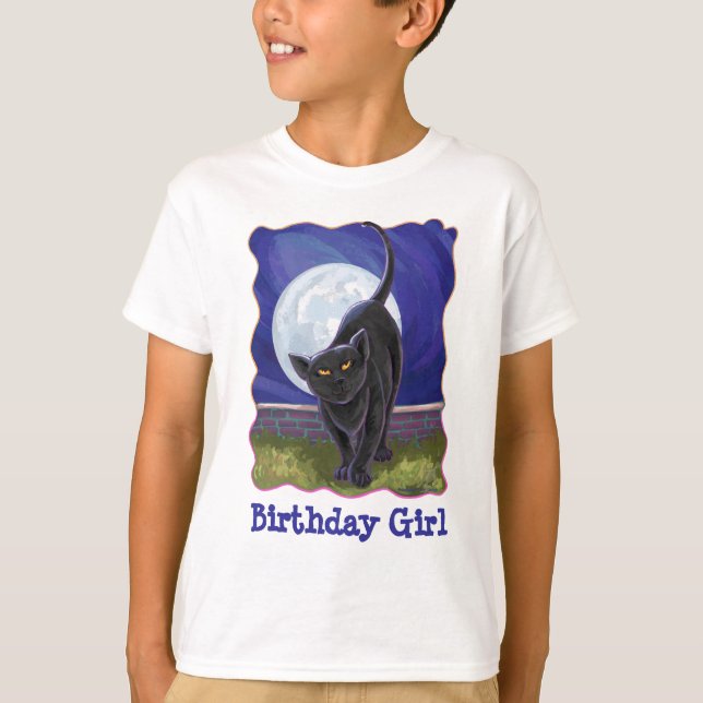 Black Cat Birthday Girl T - Shirt (Vorderseite)