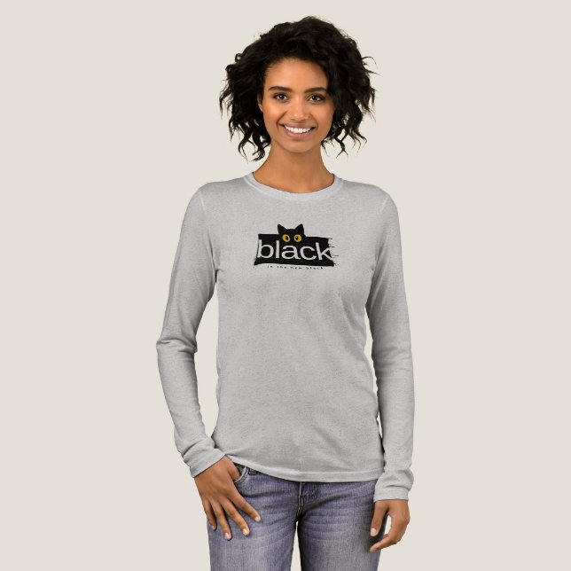 Black Cat 'Black is the New Black' Funny T-Shirt S Tri-Blend Shirt (Volle Vorderseite)