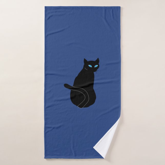 Black Cat Blue Bath Handtuch - Farbe wählen Badehandtuch (Badehandtuch)