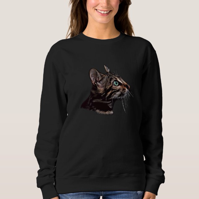 Black Cat Blue Eyes  Cats Sweatshirt (Vorderseite)