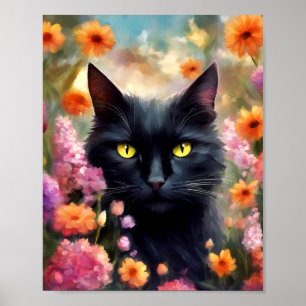 Black Cat Blume Garden Cat 736 Poster