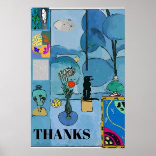 Black Cat & Blume in Blue Room, fügen Text Poster